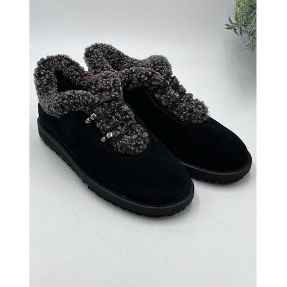 Stuart Weitzman Women's Faux Fur Lined Black Suede Leather Ankle Boots sz 5 - Picture 1 of 16